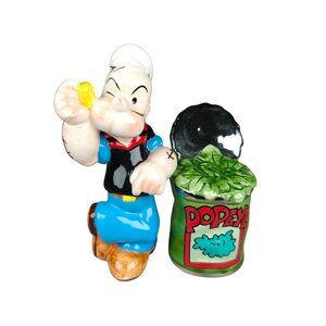 Vintage Popeye Spinach Salt & Pepper Shaker Set Ceramic Collectible KFS Hearst